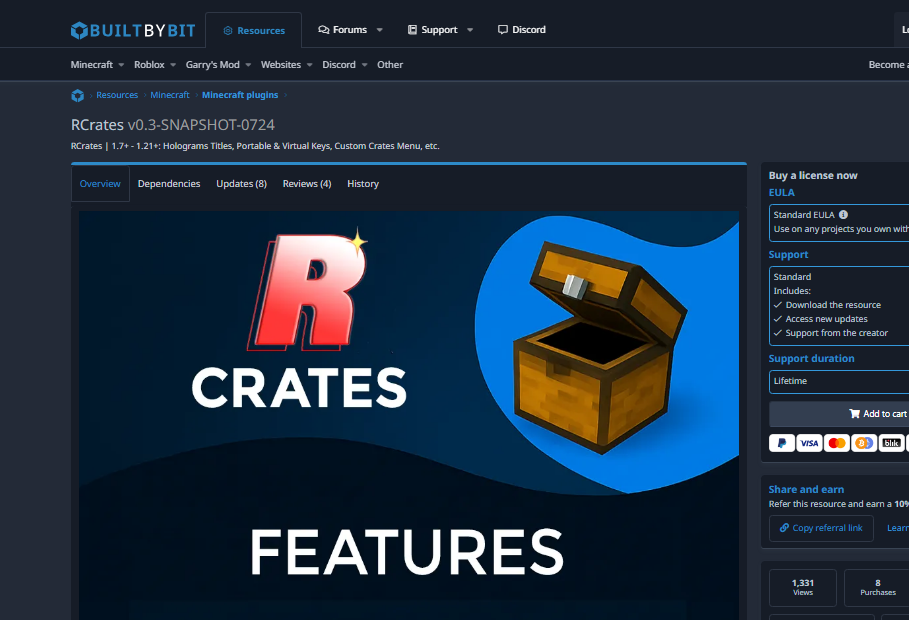 RCrates - Avanzado sistema de cajas/crates para minecraft.
